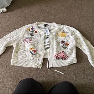 Torrid Cream Cardigan with Colorful Embroidery